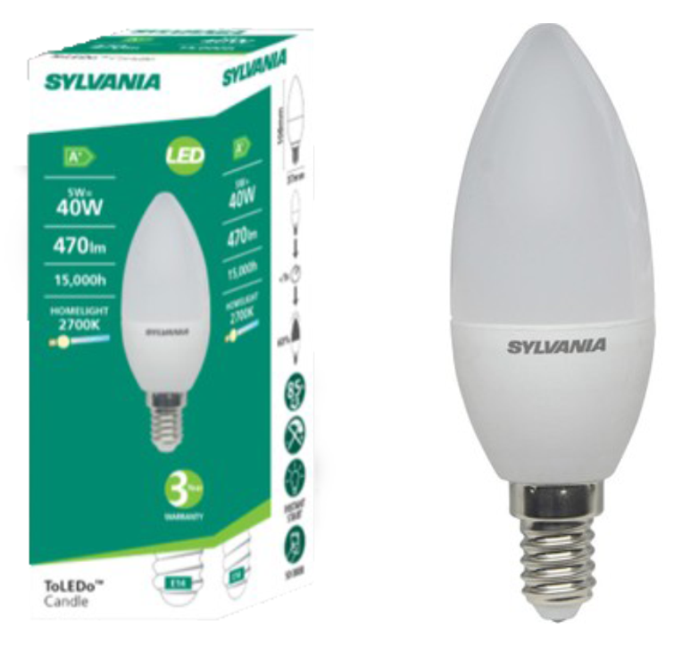 SYLVANIA 5W E14 Led Ampul Sarı Işık 2700K