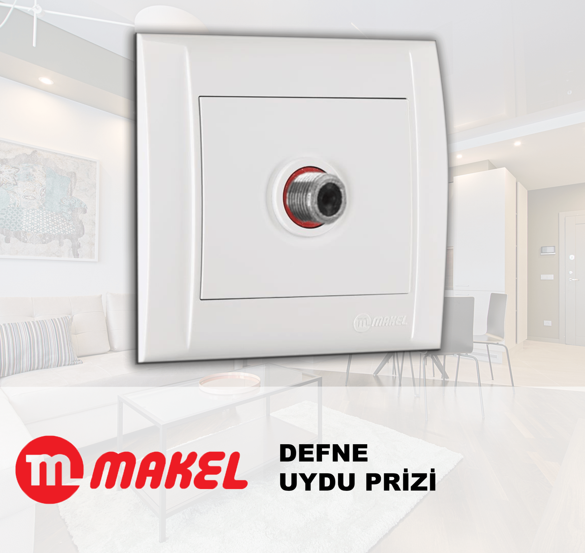 MAKEL Defne Beyaz Tekli Uydu Prizi Çerçeve Dahil