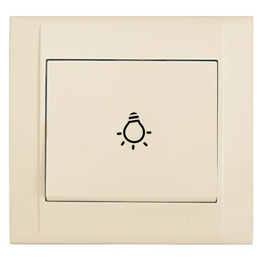 MAKEL Defne Krem Zil Düğmesi (Light) Çerçeve Dahil