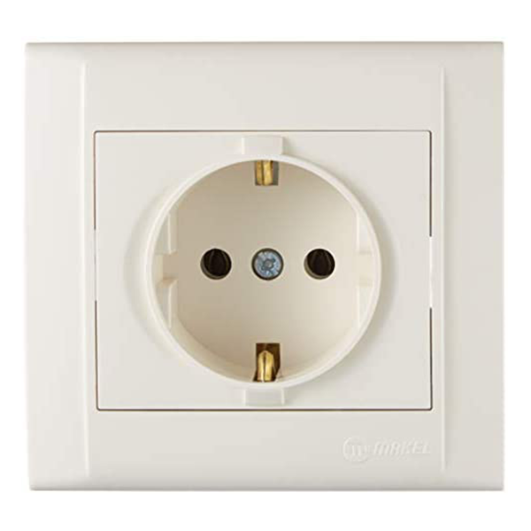 MAKEL Defne Krem Topraklı Priz Çerçeve Dahil