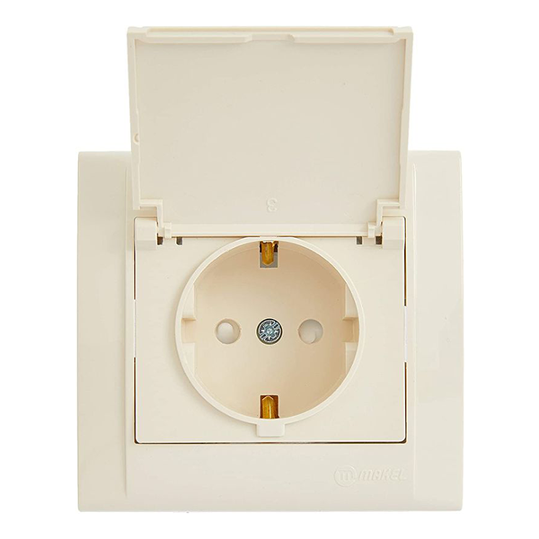 MAKEL Defne Krem Kapaklı Priz Çerçeve Dahil