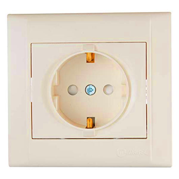 MAKEL Defne Krem çocuk Korumalı Topraklı Priz Çerçeve Dahil