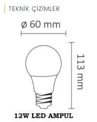 ACK 12W Led Ampul Beyaz Işık E27 Duy