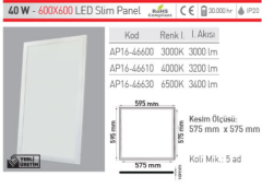 ACK 60X60 42W Sarı Işık 3000K Sıva Altı Led Panel AP20-46600