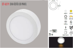 CATA 25W Sıva Üstü Led Panel Armatür Beyaz Işık CT-5271