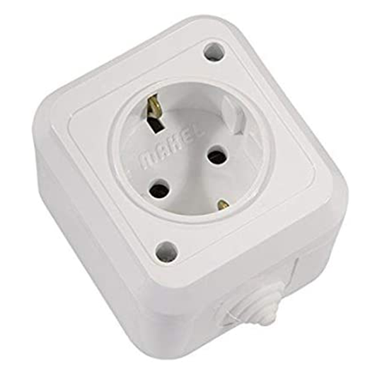 MAKEL Nemliyer Topraklı Priz Beyaz IP44
