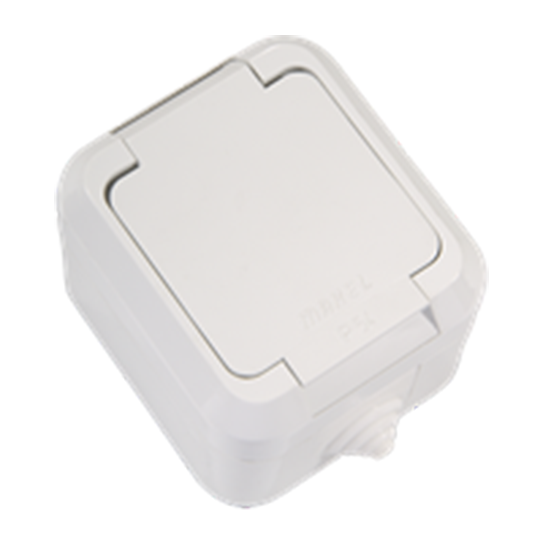 MAKEL Nemliyer Kapaklı Topraklı Priz Beyaz IP44