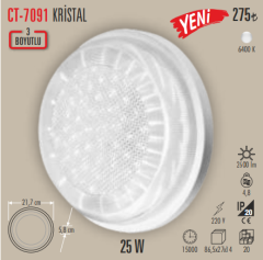CATA 25W Sıva Üstü Led Panel Armatür Kristal Beyaz Işık CT-7091