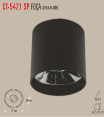 CATA Foça Sıva Üstü Spot Armatür Siyah+Platin CT-5421SP
