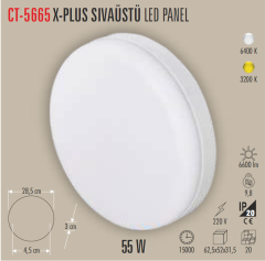 CATA 55W X-Plus Sıva Üstü Led Panel Spot Gün Işığı CT-5665