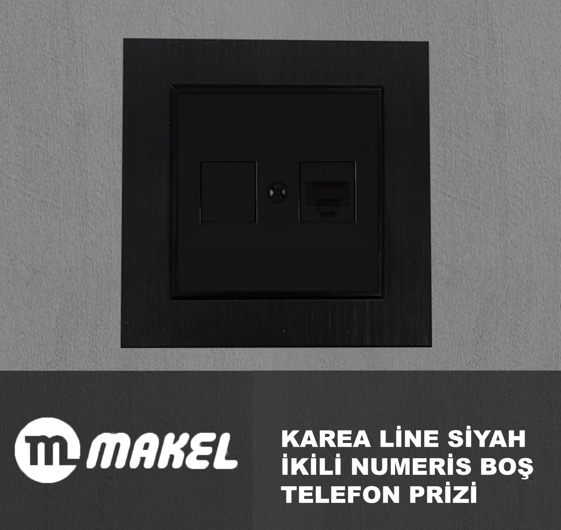 MAKEL Karea Line İkili Data Prizi Boş Siyah Çerçeve Dahil