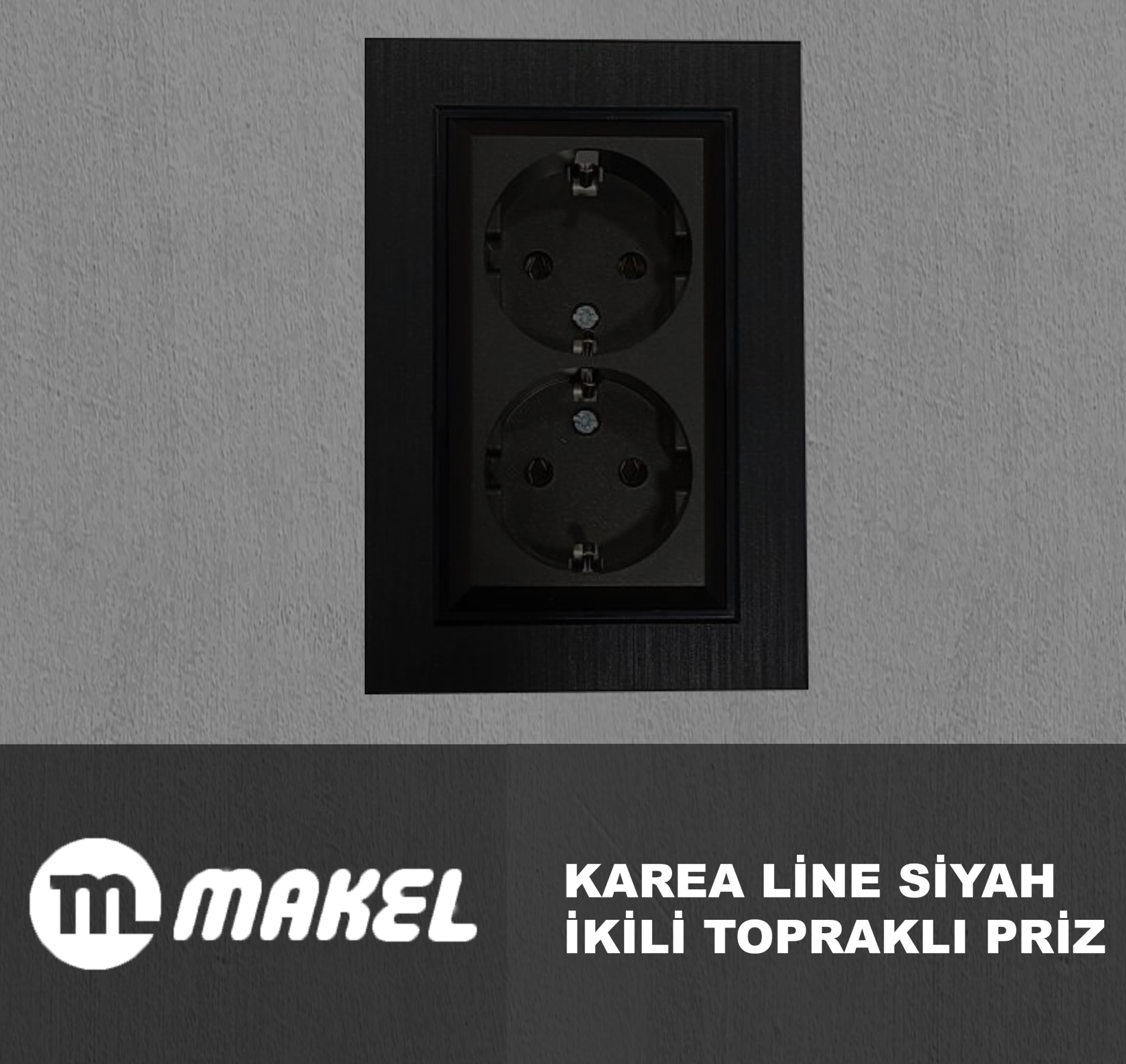 MAKEL Karea Line İkili Topraklı Priz Siyah