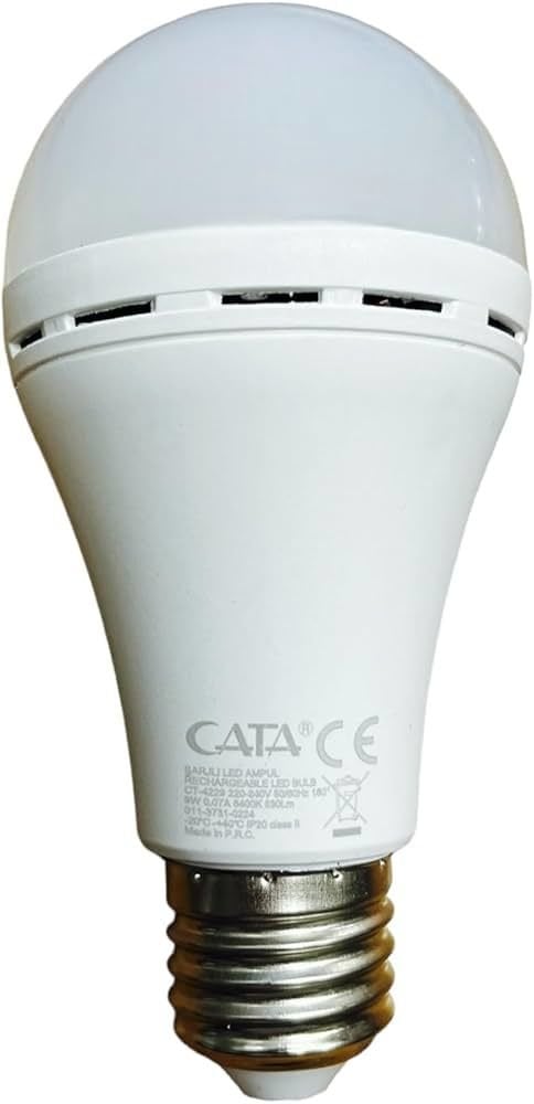 CATA 9W Şarjlı Led Ampul Beyaz Işık E27 Duy CT-4229