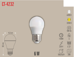 CATA 6W Led Ampul Gün Işığı E27 Duy CT-4232