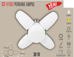 CATA 30W Pervane Led Ampul Beyaz Işık E27 Duy CT-1151
