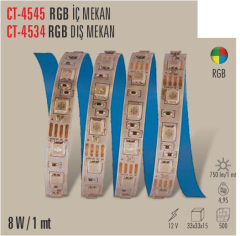 CATA RGB Şerit Led 5 Metre Silikonsuz CT-4545