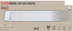 CATA 120W Kristal Yatay Bant Armatür 120 Cm Beyaz Işık 20 Adet Koli CT-2479