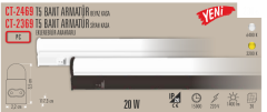 CATA 20W T5 Bant Armatür Beyaz Işık 20 Adet Koli CT-2469